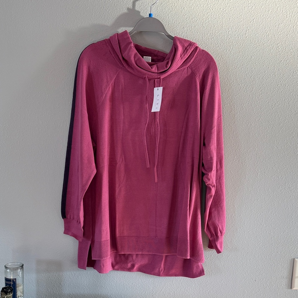 Livi Active by Lane Bryant Pink Cowel Neck  Sweatshirt